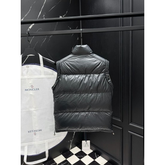 MONCLER 2-Way Detachable Sleeves Reversible Shiny Down Jacket & Vest Black 95% Duck Down Unisex 2026AW