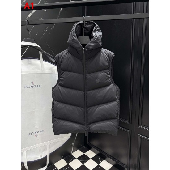 MONCLER Hooded Bicolor Puffer Down Vest 95% Duck Down White Black Unisex 2026AW