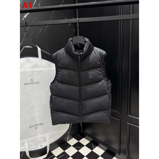 MONCLER Hooded Bicolor Puffer Down Vest 95% Duck Down White Black Unisex 2026AW