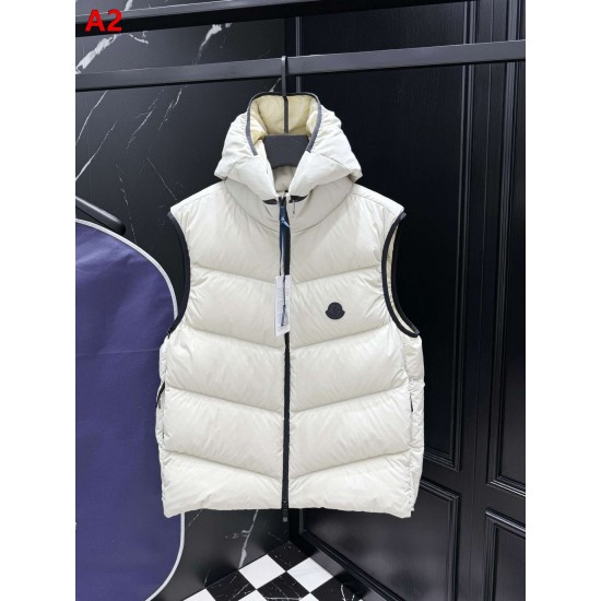 MONCLER Hooded Bicolor Puffer Down Vest 95% Duck Down White Black Unisex 2026AW