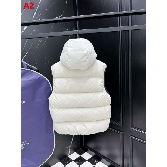 MONCLER Hooded Bicolor Puffer Down Vest 95% Duck Down White Black Unisex 2026AW