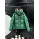 MONCLER Hooded Shiny Lacqué Puffer Down Jacket Emerald Green 95% Duck Down Unisex 2026AW
