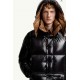 MONCLER Hooded Shiny Lacqué Puffer Down Jacket Black Orange 95% Duck Down Unisex 2026AW