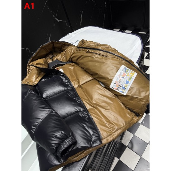 MONCLER Hooded Shiny Lacqué Puffer Down Jacket Black Orange 95% Duck Down Unisex 2026AW