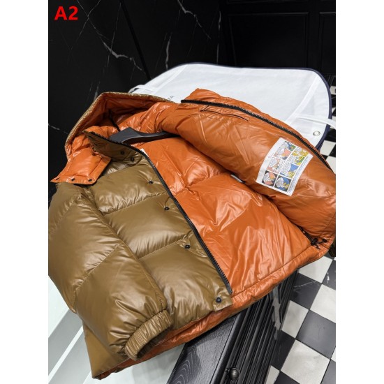 MONCLER Hooded Shiny Lacqué Puffer Down Jacket Black Orange 95% Duck Down Unisex 2026AW