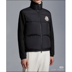 MONCLER Big Logo Knit Hybrid Stand Collar Down Jacket 95% Duck Down Black White Unisex 2026AW