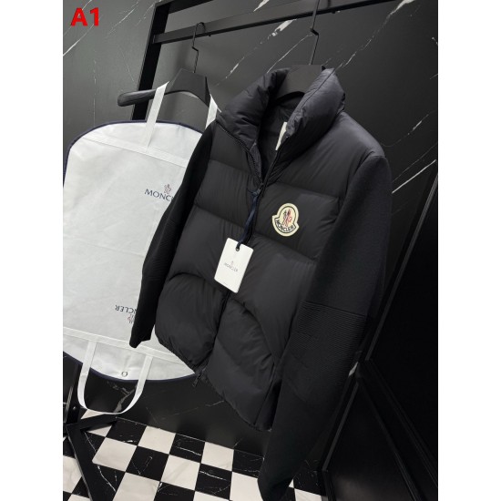 MONCLER Big Logo Knit Hybrid Stand Collar Down Jacket 95% Duck Down Black White Unisex 2026AW