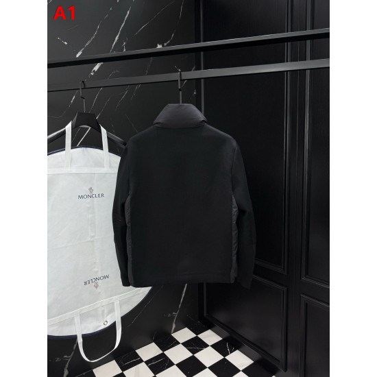 MONCLER Big Logo Knit Hybrid Stand Collar Down Jacket 95% Duck Down Black White Unisex 2026AW