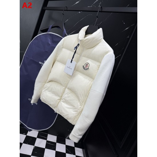 MONCLER Big Logo Knit Hybrid Stand Collar Down Jacket 95% Duck Down Black White Unisex 2026AW