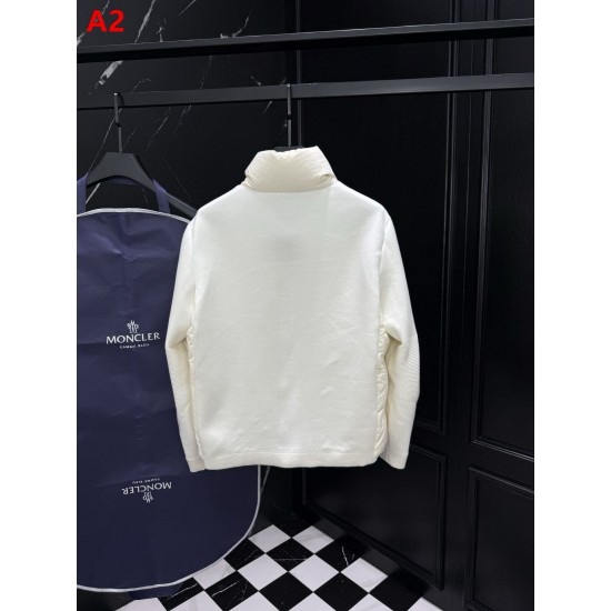 MONCLER Big Logo Knit Hybrid Stand Collar Down Jacket 95% Duck Down Black White Unisex 2026AW