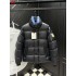MONCLER Gold Logo Stand Collar Shiny Puffer Down Jacket Black Blue 95% Duck Down Unisex 2026AW