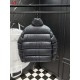 MONCLER Gold Logo Stand Collar Shiny Puffer Down Jacket Black Blue 95% Duck Down Unisex 2026AW