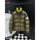 MONCLER Gold Logo Stand Collar Shiny Puffer Down Jacket Black Blue 95% Duck Down Unisex 2026AW