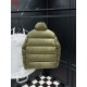 MONCLER Gold Logo Stand Collar Shiny Puffer Down Jacket Black Blue 95% Duck Down Unisex 2026AW
