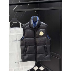 MONCLER SUMIDO Big Gold Logo Stand Collar Shiny Down Vest 90% Goose Down Black Unisex 2026AW