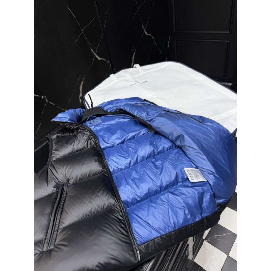 MONCLER SUMIDO Big Gold Logo Stand Collar Shiny Down Vest 90% Goose Down Black Unisex 2026AW