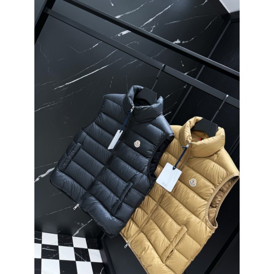 MONCLER Classic Logo Stand Collar Light Down Vest 95% Duck Down 3 Colors Unisex 2026AW