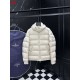 MONCLER Hooded Shiny Lacqué Short Down Jacket Sleeve Pocket Off-White 95% Duck Down Unisex 2026AW