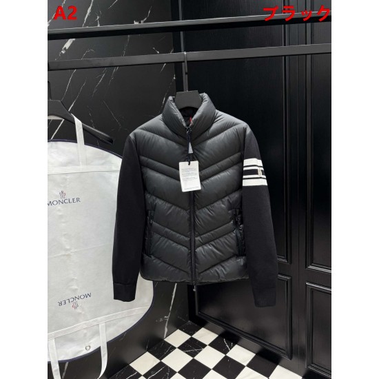 MONCLER Sleeve Stripe Knit Hybrid V-Quilted Stand Collar Down Jacket 95% Duck Down Black Unisex 2026AW