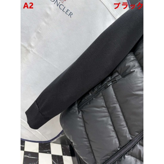 MONCLER Sleeve Stripe Knit Hybrid V-Quilted Stand Collar Down Jacket 95% Duck Down Black Unisex 2026AW