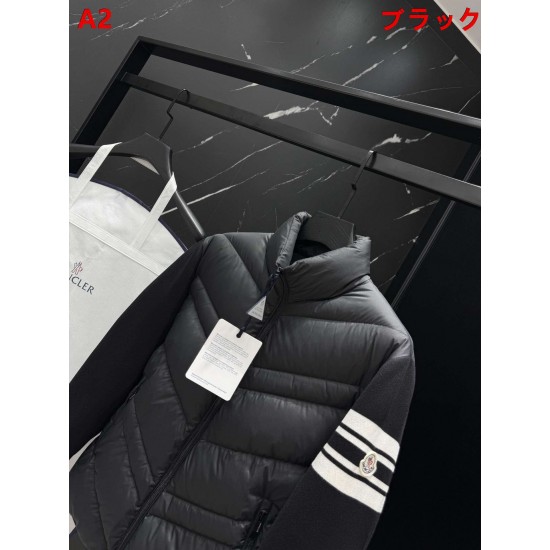 MONCLER Sleeve Stripe Knit Hybrid V-Quilted Stand Collar Down Jacket 95% Duck Down Black Unisex 2026AW