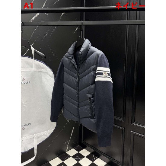 MONCLER Sleeve Stripe Knit Hybrid V-Quilted Stand Collar Down Jacket 95% Duck Down Black Unisex 2026AW
