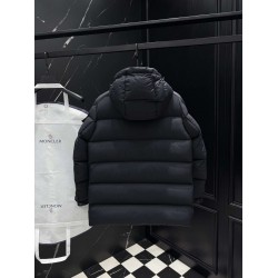 MONCLER Hooded Mid-Length Matte Nylon Down Parka Coat 95% Duck Down Black Unisex 2026AW
