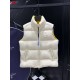 MONCLER Script Embroidered Logo Stand Collar Puffer Down Vest 95% Duck Down Black Ivory Unisex 2026AW