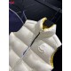 MONCLER Script Embroidered Logo Stand Collar Puffer Down Vest 95% Duck Down Black Ivory Unisex 2026AW