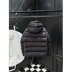 MONCLER Hooded Matte Nylon Puffer Down Jacket Sleeve Pocket 95% Duck Down Black Unisex 2026AW