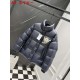 MONCLER Chenille Crest Embroidered Stand Collar Shiny Puffer Down Jacket 95% Duck Down Black Blue 2026AW