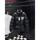 MONCLER Chenille Crest Embroidered Stand Collar Shiny Puffer Down Jacket 95% Duck Down Black Blue 2026AW