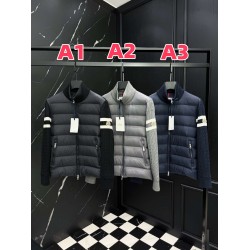 MONCLER Arm Stripe Knit Hybrid Stand Collar Down Jacket 95% Duck Down 3 Colors Unisex 2026AW
