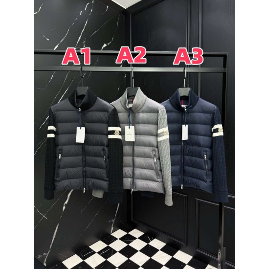 MONCLER Arm Stripe Knit Hybrid Stand Collar Down Jacket 95% Duck Down 3 Colors Unisex 2026AW