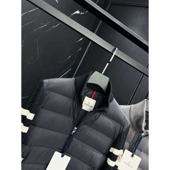 MONCLER Arm Stripe Knit Hybrid Stand Collar Down Jacket 95% Duck Down 3 Colors Unisex 2026AW
