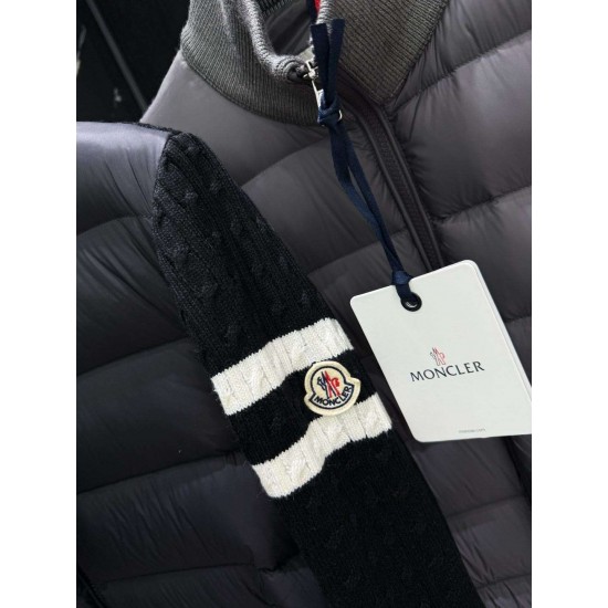 MONCLER Arm Stripe Knit Hybrid Stand Collar Down Jacket 95% Duck Down 3 Colors Unisex 2026AW