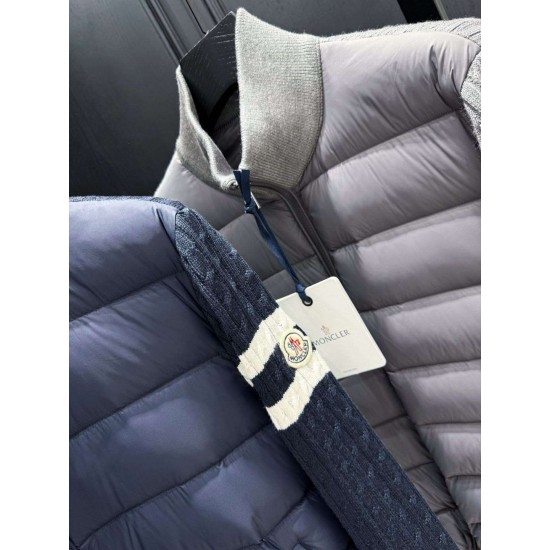 MONCLER Arm Stripe Knit Hybrid Stand Collar Down Jacket 95% Duck Down 3 Colors Unisex 2026AW