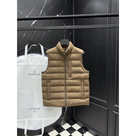 MONCLER Chest Zip Pocket Stand Collar Matte Lightweight Down Vest 95% Duck Down 2 Colors Unisex 2026AW