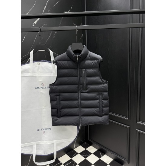 MONCLER Chest Zip Pocket Stand Collar Matte Lightweight Down Vest 95% Duck Down 2 Colors Unisex 2026AW