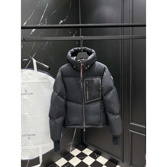 MONCLER GRENOBLE Chest Patch Pocket Hooded Technical Ski Down Jacket 95% Duck Down Black 2026AW