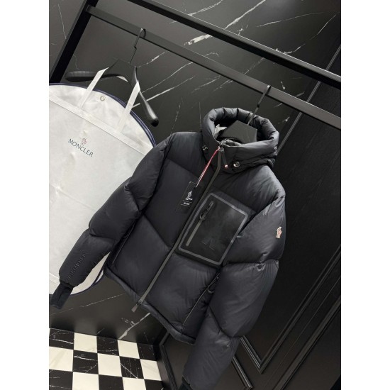 MONCLER GRENOBLE Chest Patch Pocket Hooded Technical Ski Down Jacket 95% Duck Down Black 2026AW