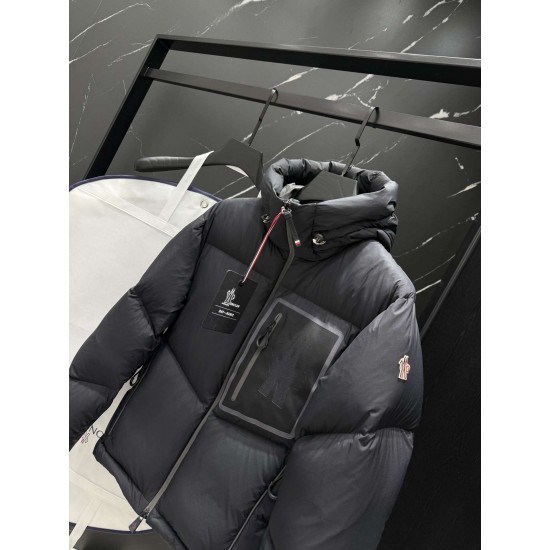 MONCLER GRENOBLE Chest Patch Pocket Hooded Technical Ski Down Jacket 95% Duck Down Black 2026AW