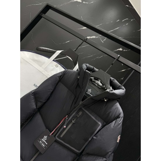 MONCLER GRENOBLE Chest Patch Pocket Hooded Technical Ski Down Jacket 95% Duck Down Black 2026AW