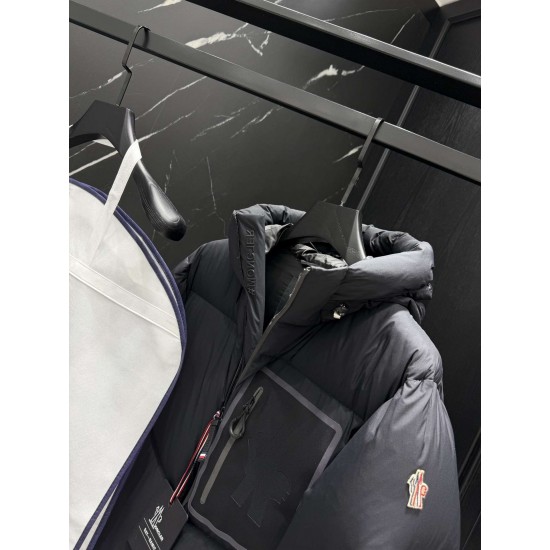 MONCLER GRENOBLE Chest Patch Pocket Hooded Technical Ski Down Jacket 95% Duck Down Black 2026AW