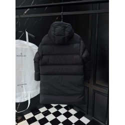 MONCLER Hooded Long Length Matte Nylon Down Coat 95% Duck Down Black Unisex 2026AW