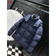 LOUIS VUITTON Monogram Jacquard Yoke Hooded Puffer Down Jacket 95% Duck Down Black Navy Unisex 2026AW