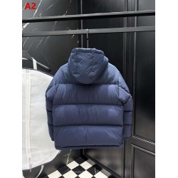 LOUIS VUITTON Monogram Jacquard Yoke Hooded Puffer Down Jacket 95% Duck Down Black Navy Unisex 2026AW