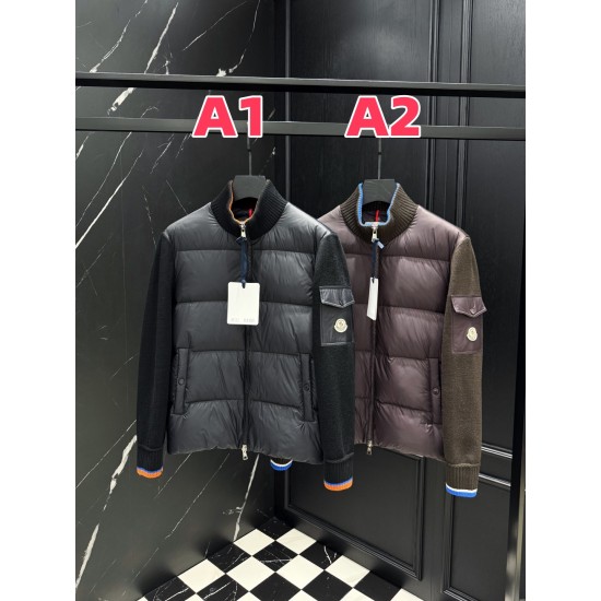 MONCLER Sleeve Pocket Knit Hybrid Stand Collar Down Jacket 95% Duck Down Black Brown Unisex 2026AW