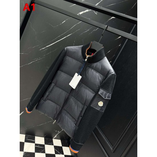 MONCLER Sleeve Pocket Knit Hybrid Stand Collar Down Jacket 95% Duck Down Black Brown Unisex 2026AW