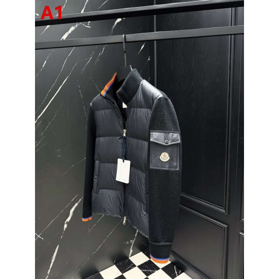 MONCLER Sleeve Pocket Knit Hybrid Stand Collar Down Jacket 95% Duck Down Black Brown Unisex 2026AW
